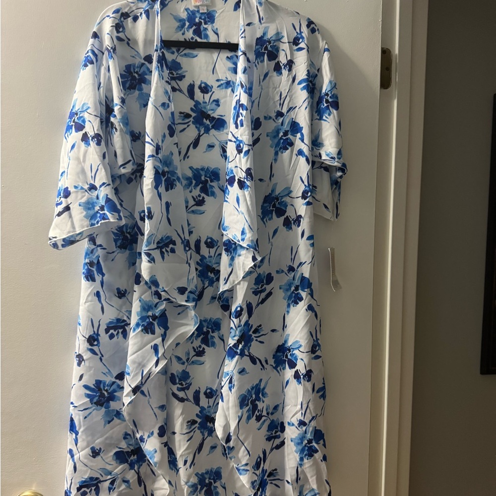 Floral Blue and White Lularoe Shirley Kimono